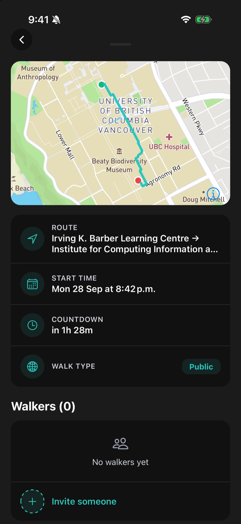 Another student's walk, still open to walkers