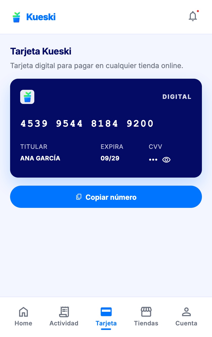 Virtual card; the CVV is generated on demand