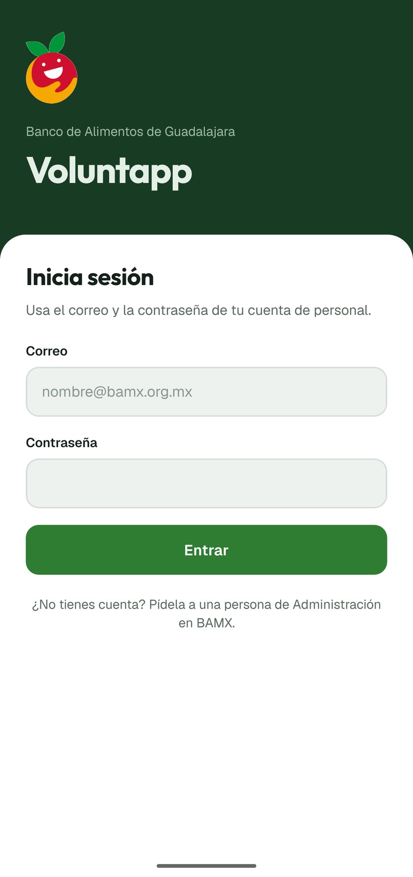 Staff sign-in; there is no volunteer sign-up